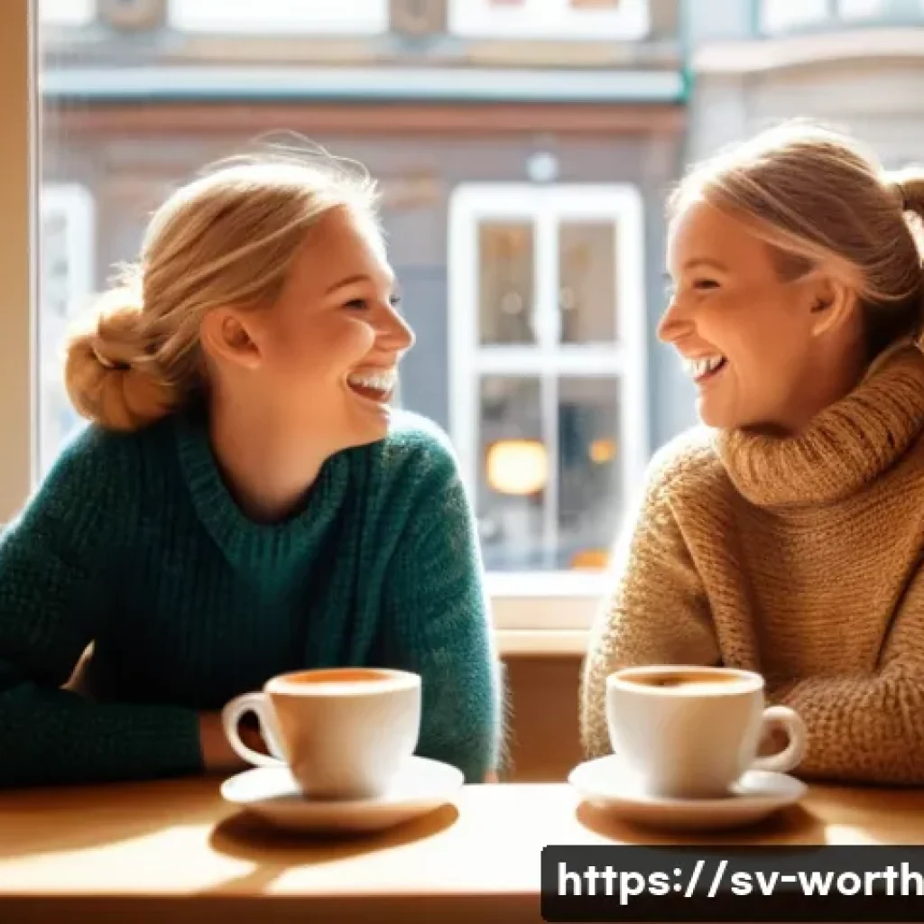 가치 제안과 판매 전략의 통합 - **Prompt:** "A cozy Swedish 'fika' scene in a brightly lit café. A young woman with blonde hair and ...