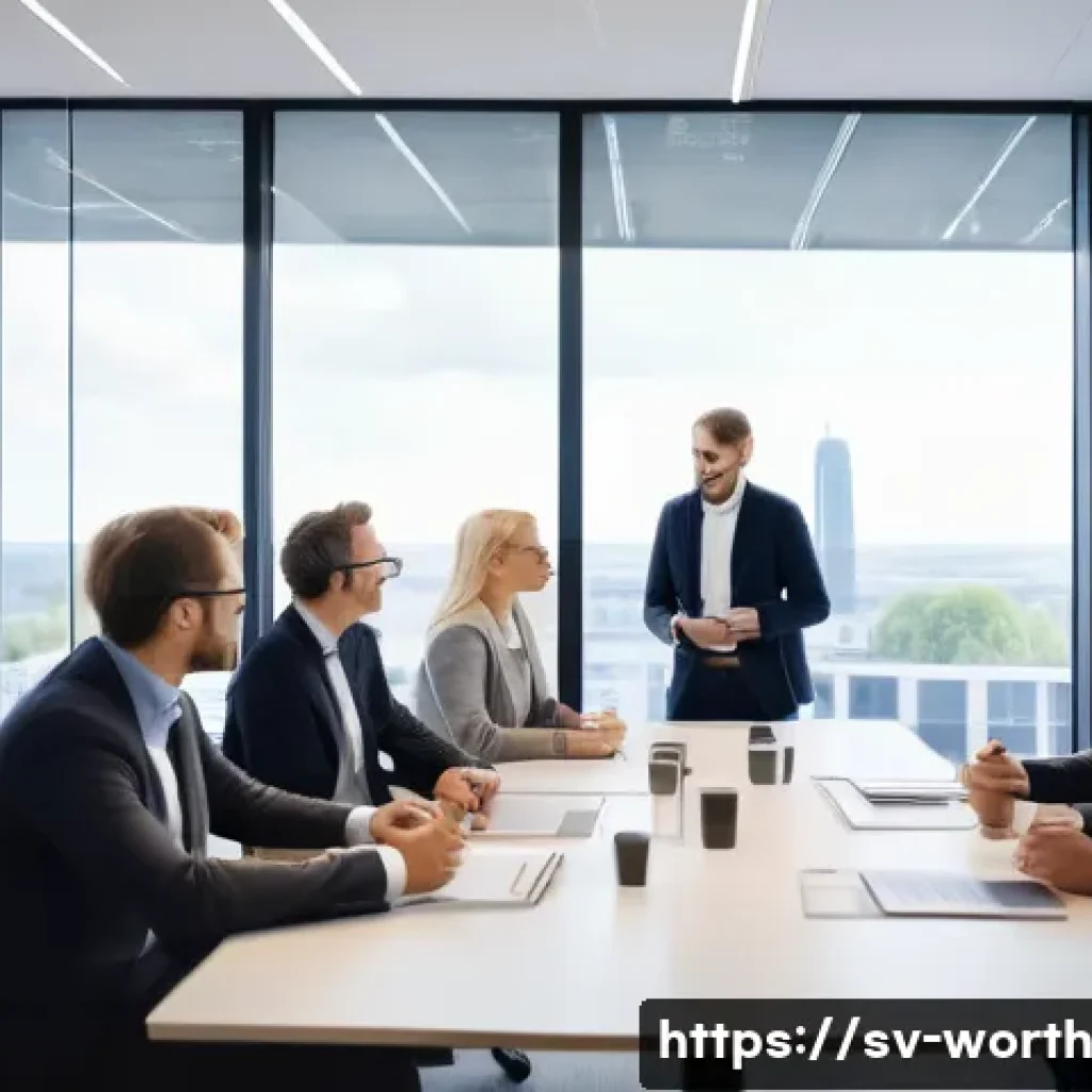 시장의 니즈를 반영한 가치 제안 구상 - A professional Swedish business meeting scene in a modern office setting, featuring diverse executiv...