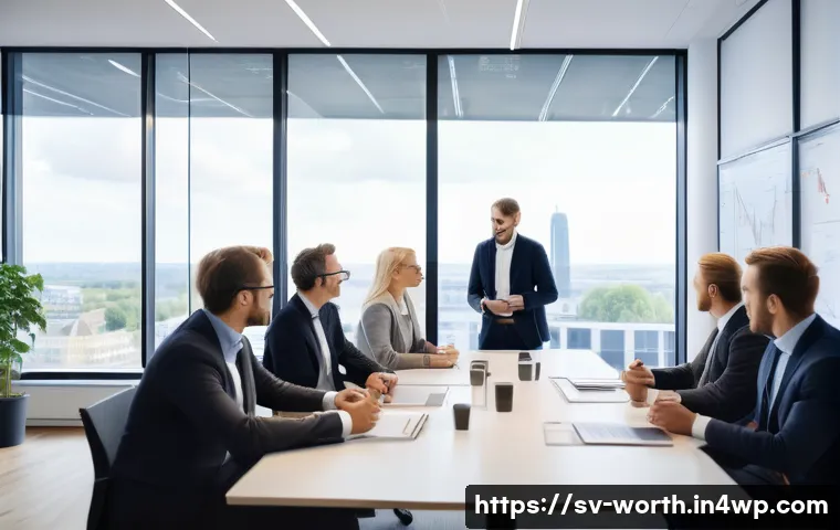 시장의 니즈를 반영한 가치 제안 구상 - A professional Swedish business meeting scene in a modern office setting, featuring diverse executiv...